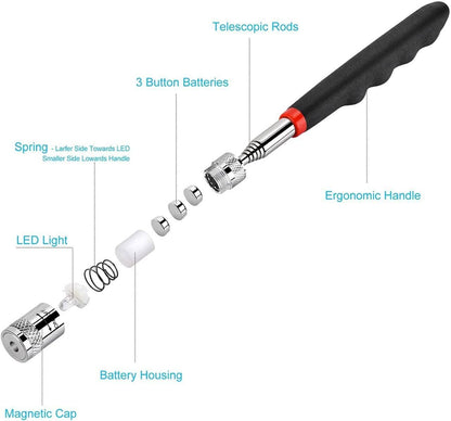 Telescopic Magnetic Pickup Tool with LED