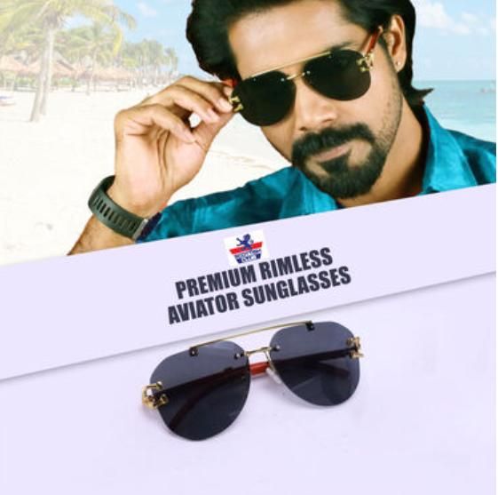 Premium Rimless Aviator Sunglasses (Pack of 1 )